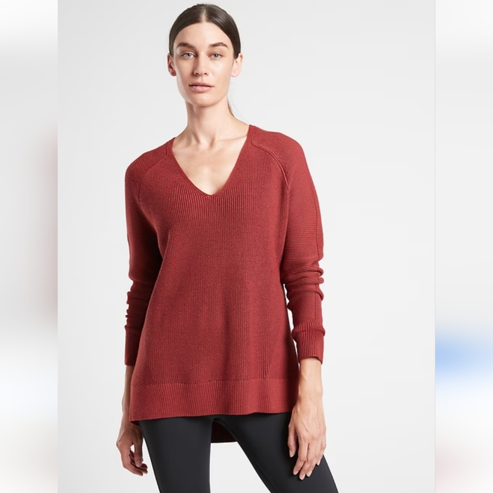 Athleta Hanover V-Neck Sweater in Canyon Red